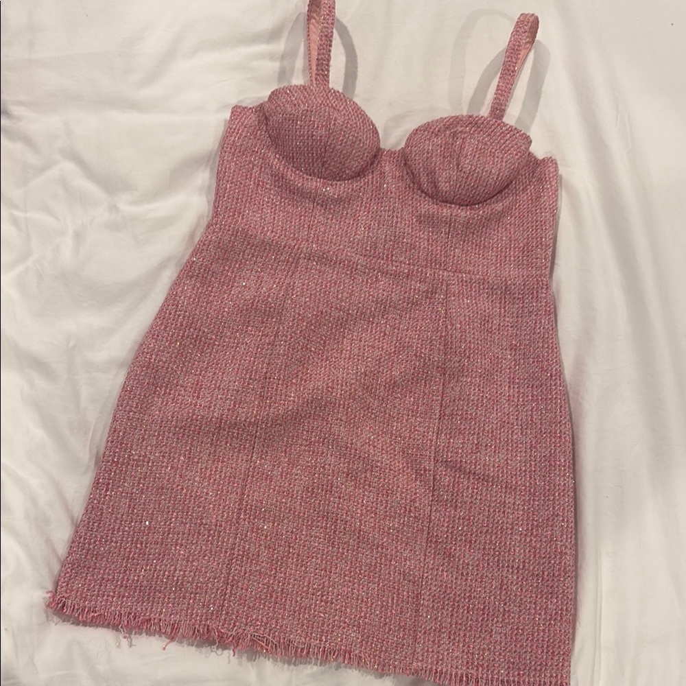 Pink Lovers and Friends Tawnie Tweed Mini Dress Size L based on my measurements